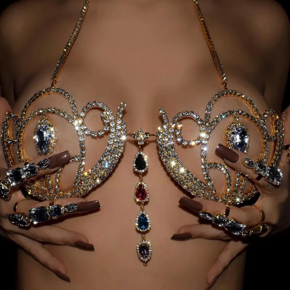 Body Jewelry Luxury - Luxury Rhinestone Bikini Bra Geometric Water