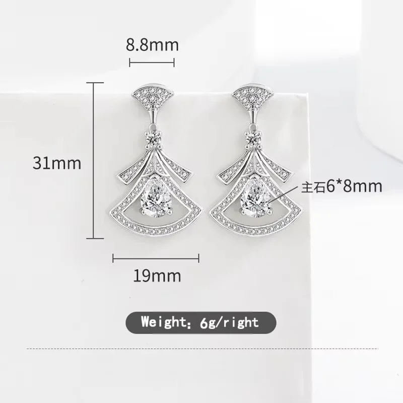 Body Jewelry Kit - Exquisite Diamond-Set Fan-Shaped 925 Sterling Silver