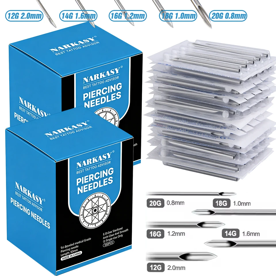 Body Jewelry Kit - 200/100/50/20PCS Narkasy Piercing Kit Sterilized Body