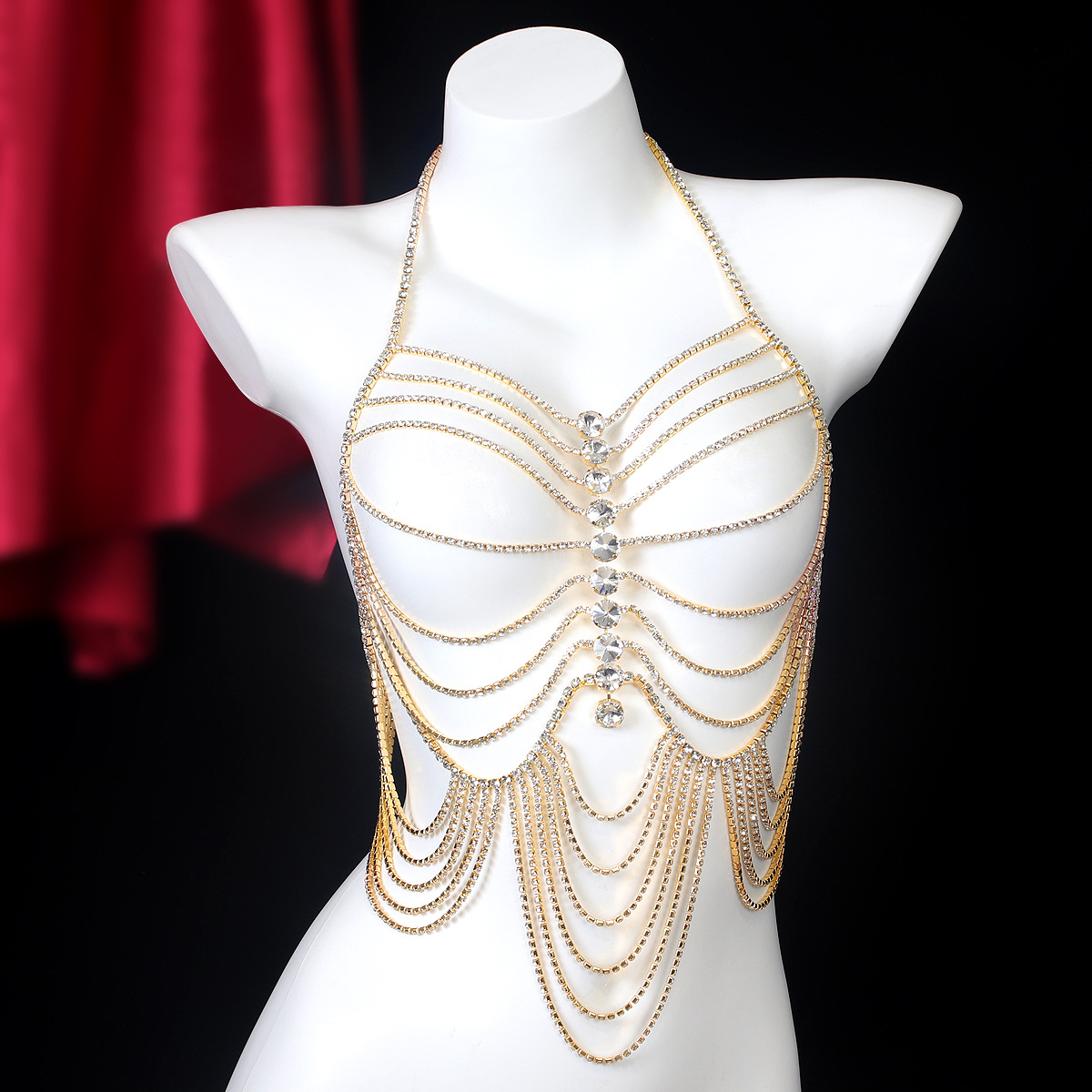 Body Jewelry Luxury - Luxurious Stripe Tassels Retro Style Rhinestone