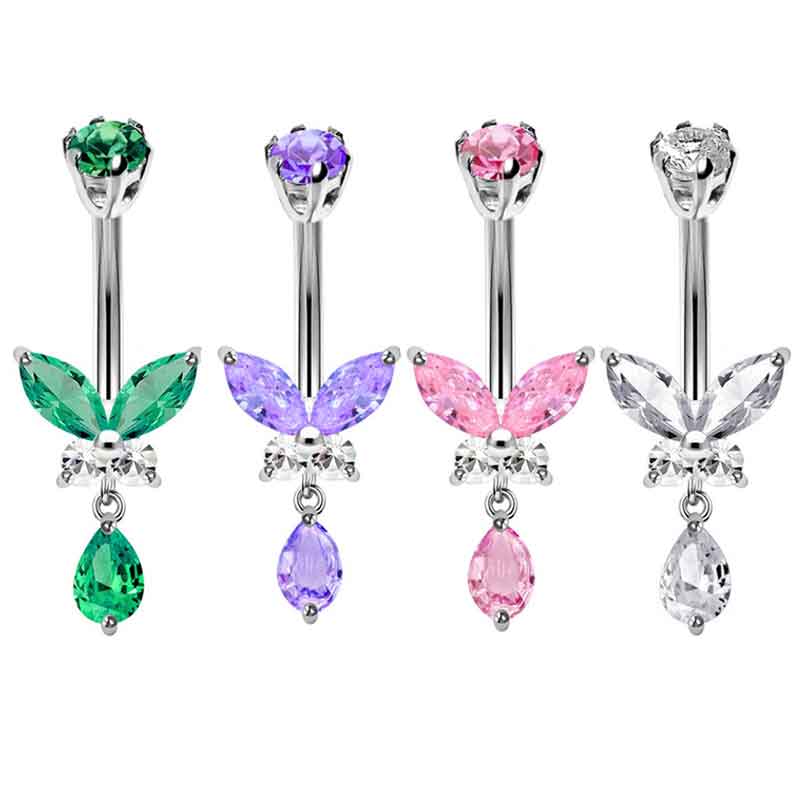 Body Jewelry Co - 14G Dangle Butterfly Belly Rings 10mm