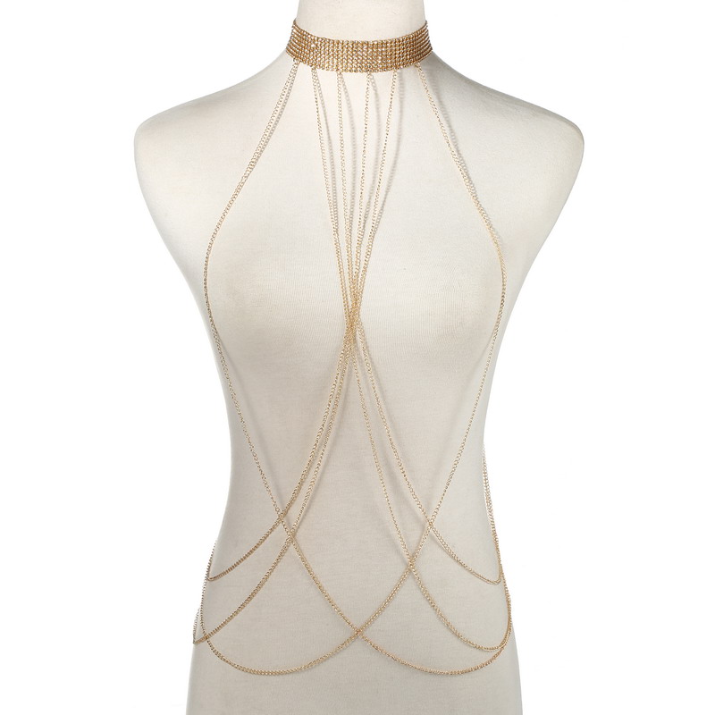 Body Jewelry Luxury - Gold Color Body Chain Women Rhinestone