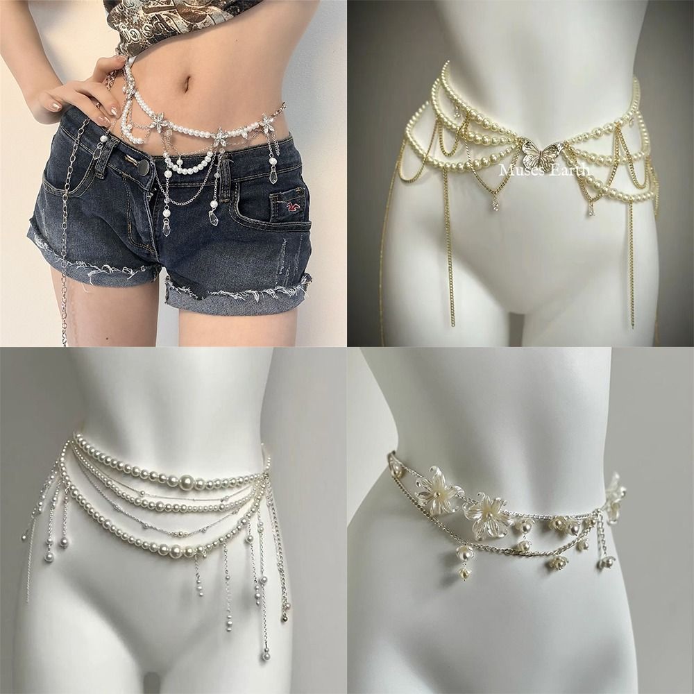 Body Jewelry Types - Fashion Elegant Pearl Waist Chains Waist