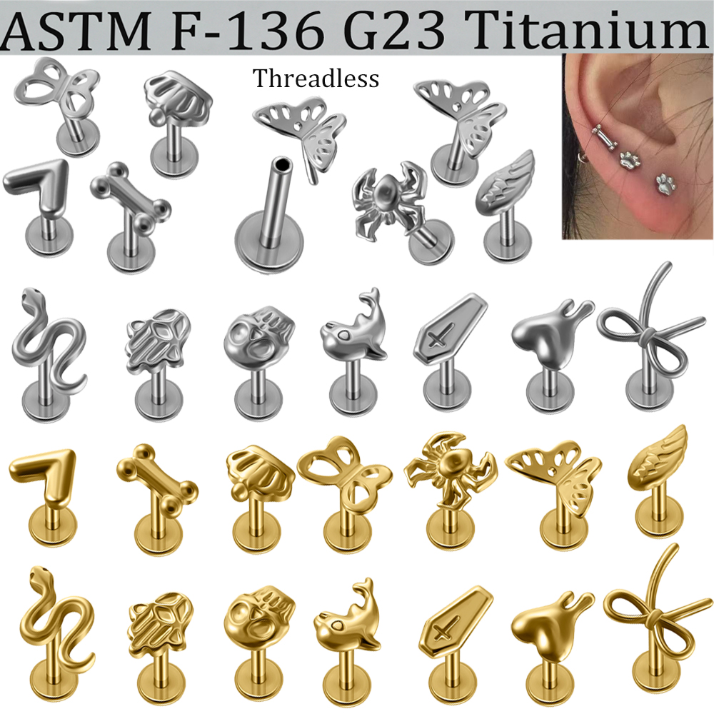 Body Jewelry Etc - 2/1Pcs G23 Solid Titanium Threadless Lip