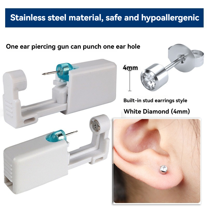 2PCS 4MMDisposable Sterile Ear - Body Jewelry Kit ulasan dan harga