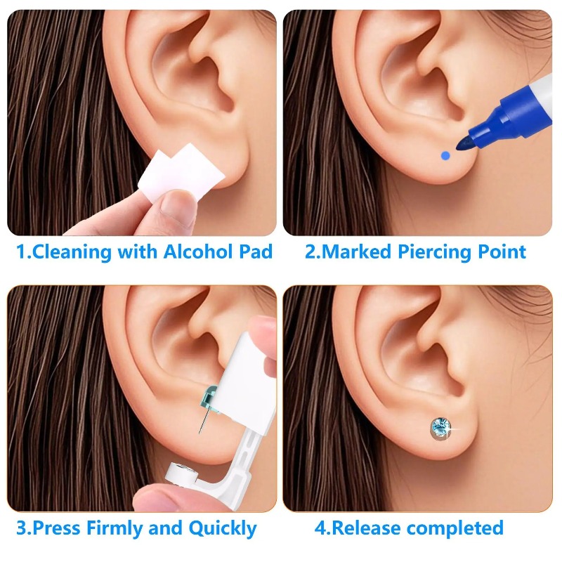 2PCS 4MMDisposable Sterile Ear - Body Jewelry Kit ulasan dan harga