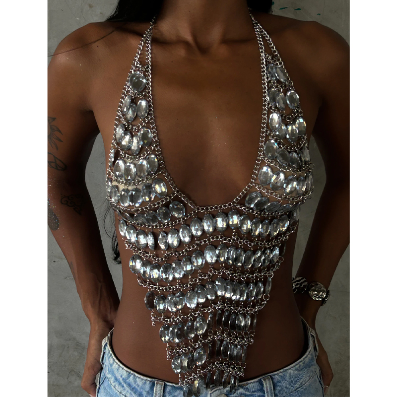 Handmade Backless Rhinestone S - Body Jewelry Bra ulasan dan harga