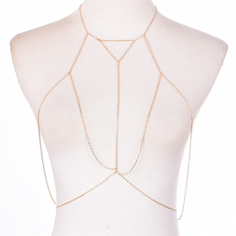 Gold Silver Fashion Link Chain - Body Jewelry Bra ulasan dan harga