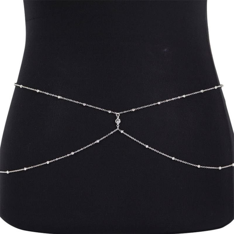 Clear Rhinestone Beaded Belly  - Body Jewelry Types ulasan dan harga