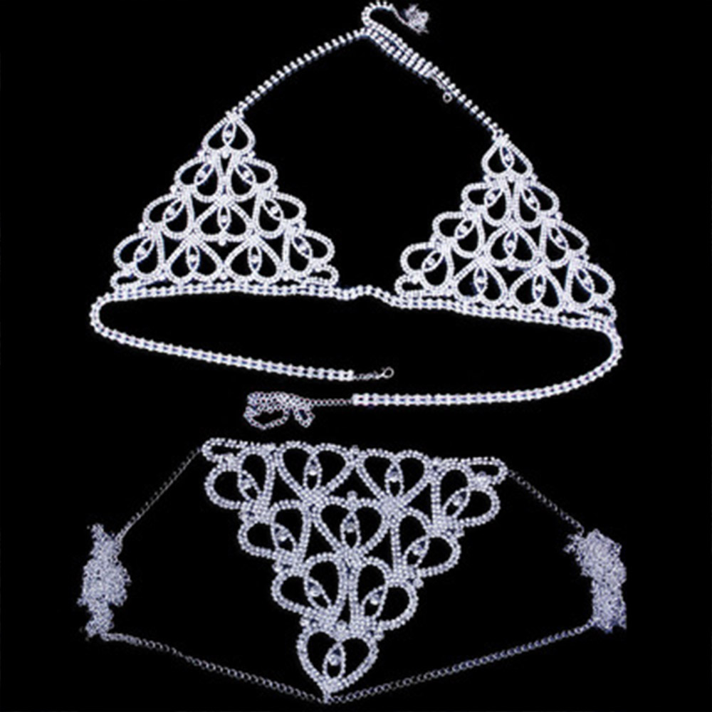Fashion Rhinestone Heart Bra T - Body Jewelry Bra ulasan dan harga