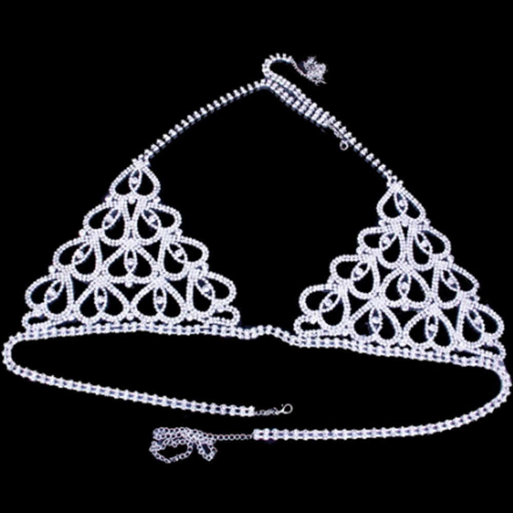 Fashion Rhinestone Heart Bra T - Body Jewelry Bra ulasan dan harga