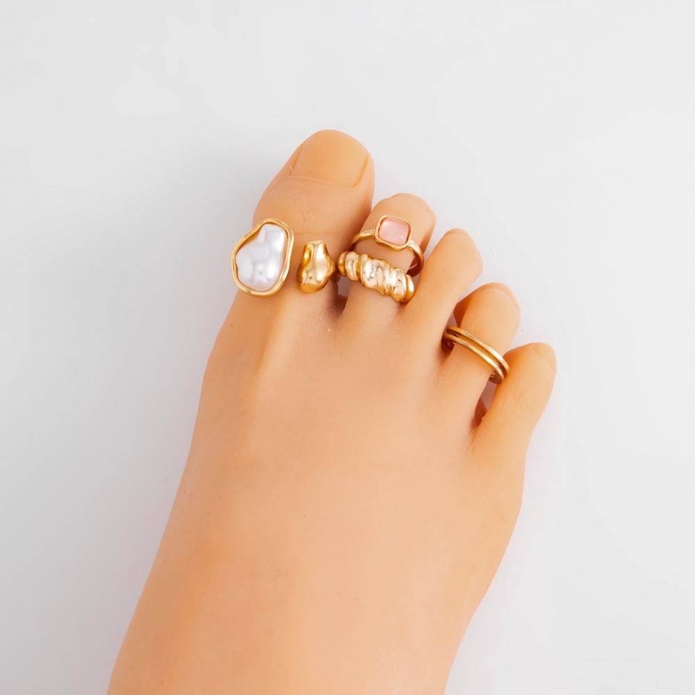 Irregular Pearl Toe Ring Set T - Body Jewelry Kit ulasan dan harga